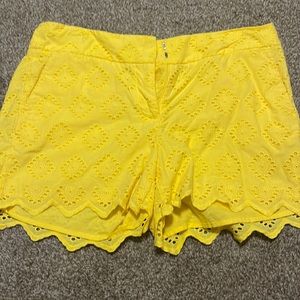 Crown& Ivy yellow crochet shorts